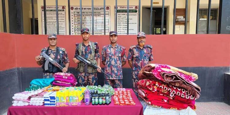 সীমান্তে ১৪ লাখ টাকার ভারতীয় শাড়ি-কসমেটিকস সহ আটক ১