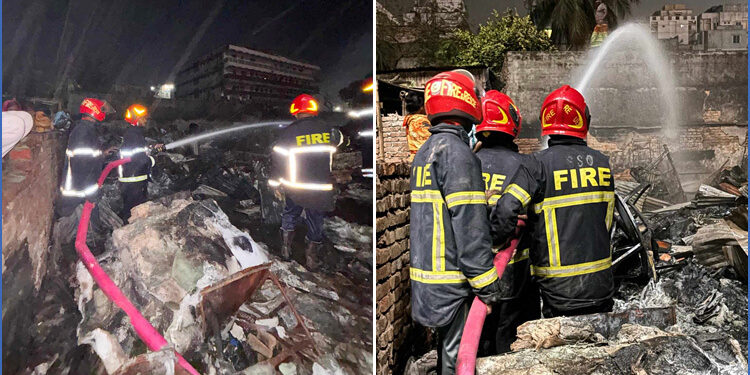 গাবতলীতে আগুনে পুড়লো বস্তির দেড়শো ঘর, দুটি বাস